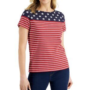 NWT Karen Scott Stars & Stripes Flag Tee – Size 2X | Patriotic Top